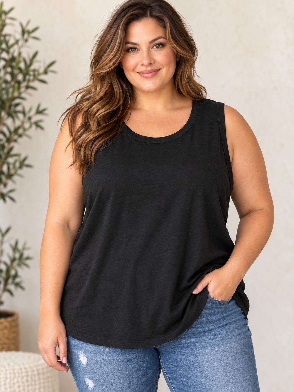 A120. The Drop Essential Tank Top Women's Black 4X NWT